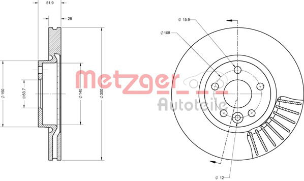 Bremsscheibe Vorderachse Metzger 6110073 von Metzger