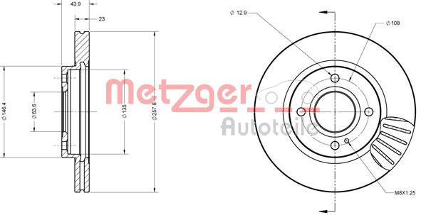 Bremsscheibe Vorderachse Metzger 6110074 von Metzger