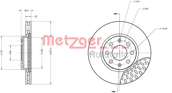 Bremsscheibe Vorderachse Metzger 6110075 von Metzger