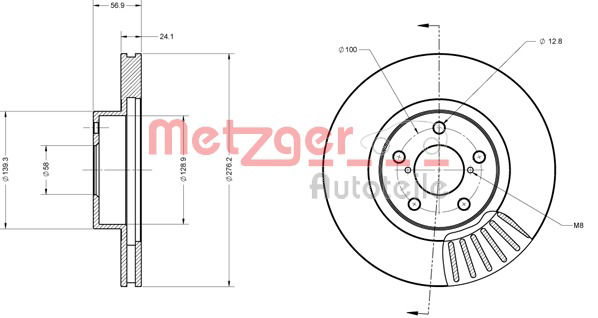 Bremsscheibe Vorderachse Metzger 6110082 von Metzger