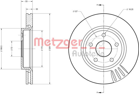 Bremsscheibe Vorderachse Metzger 6110086 von Metzger