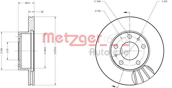 Bremsscheibe Vorderachse Metzger 6110104 von Metzger