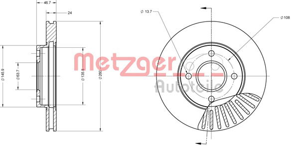 Bremsscheibe Vorderachse Metzger 6110109 von Metzger