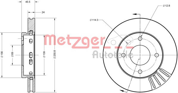 Bremsscheibe Vorderachse Metzger 6110111 von Metzger