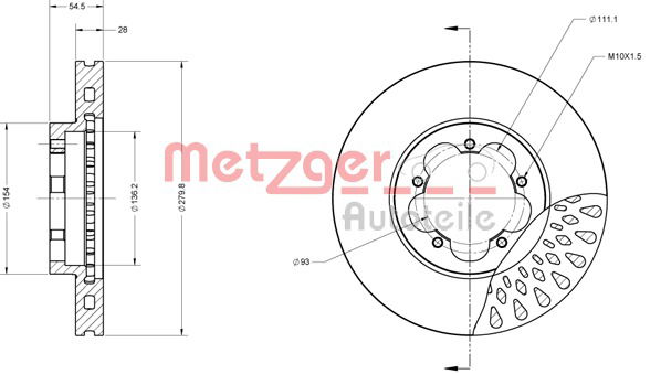 Bremsscheibe Vorderachse Metzger 6110117 von Metzger