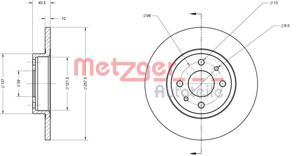 Bremsscheibe Vorderachse Metzger 6110124 von Metzger