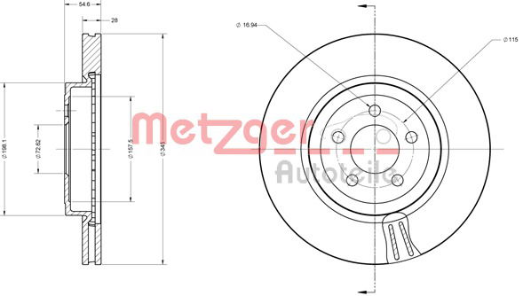 Bremsscheibe Vorderachse Metzger 6110127 von Metzger