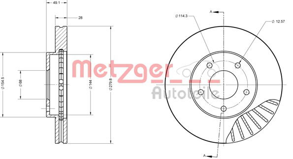 Bremsscheibe Vorderachse Metzger 6110132 von Metzger