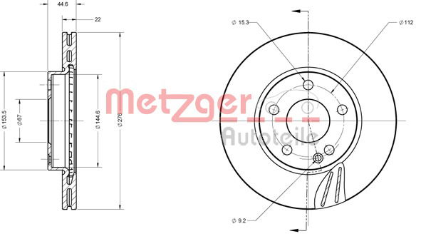 Bremsscheibe Vorderachse Metzger 6110141 von Metzger