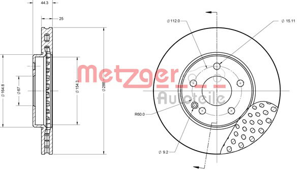 Bremsscheibe Vorderachse Metzger 6110148 von Metzger