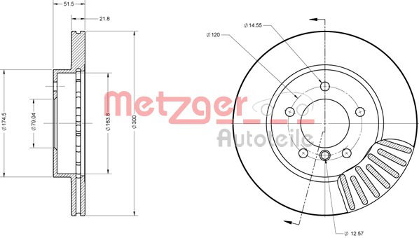 Bremsscheibe Vorderachse Metzger 6110149 von Metzger