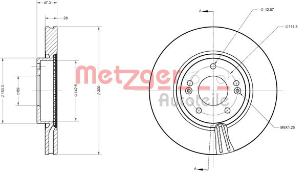 Bremsscheibe Vorderachse Metzger 6110155 von Metzger