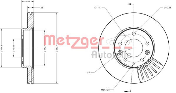 Bremsscheibe Vorderachse Metzger 6110159 von Metzger