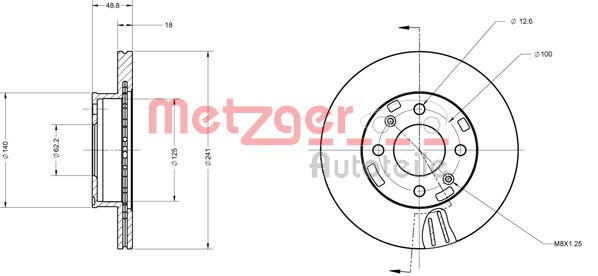 Bremsscheibe Vorderachse Metzger 6110160 von Metzger