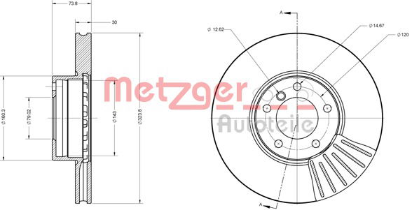 Bremsscheibe Vorderachse Metzger 6110171 von Metzger