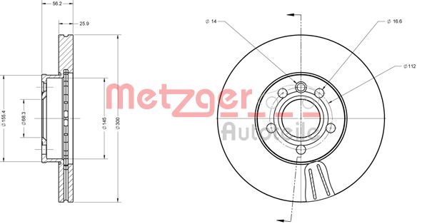 Bremsscheibe Vorderachse Metzger 6110178 von Metzger