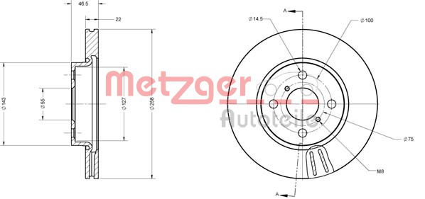 Bremsscheibe Vorderachse Metzger 6110187 von Metzger