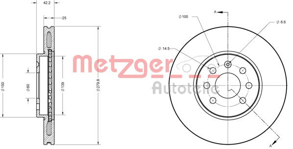 Bremsscheibe Vorderachse Metzger 6110193 von Metzger