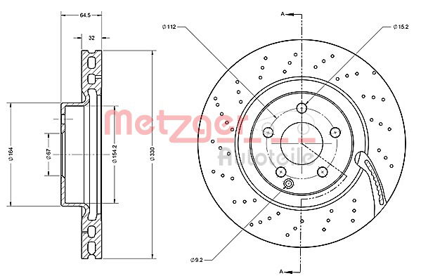 Bremsscheibe Vorderachse Metzger 6110194 von Metzger