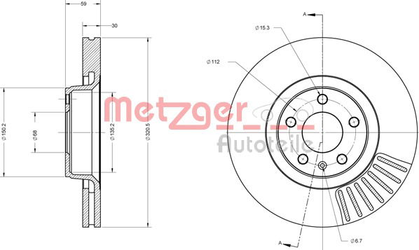 Bremsscheibe Vorderachse Metzger 6110195 von Metzger