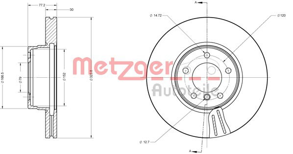 Bremsscheibe Vorderachse Metzger 6110208 von Metzger