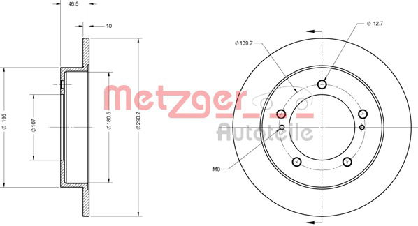 Bremsscheibe Vorderachse Metzger 6110219 von Metzger