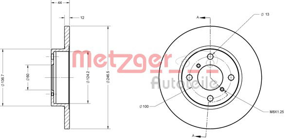 Bremsscheibe Vorderachse Metzger 6110226 von Metzger