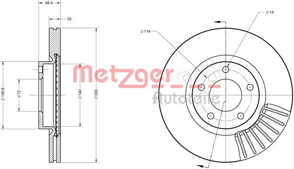 Bremsscheibe Vorderachse Metzger 6110229 von Metzger