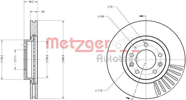 Bremsscheibe Vorderachse Metzger 6110230 von Metzger