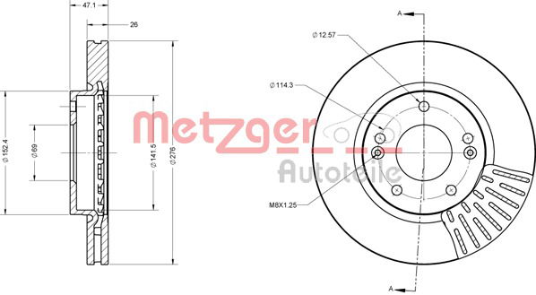 Bremsscheibe Vorderachse Metzger 6110235 von Metzger