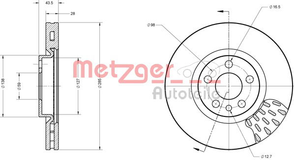 Bremsscheibe Vorderachse Metzger 6110239 von Metzger