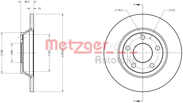 Bremsscheibe Vorderachse Metzger 6110242 von Metzger