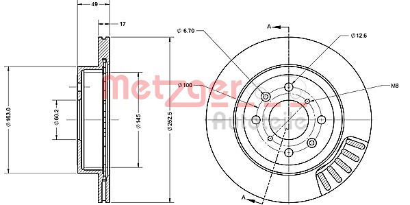 Bremsscheibe Vorderachse Metzger 6110245 von Metzger