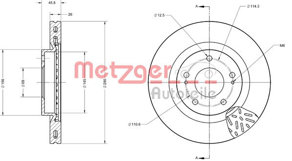 Bremsscheibe Vorderachse Metzger 6110250 von Metzger