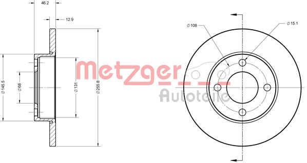 Bremsscheibe Vorderachse Metzger 6110254 von Metzger