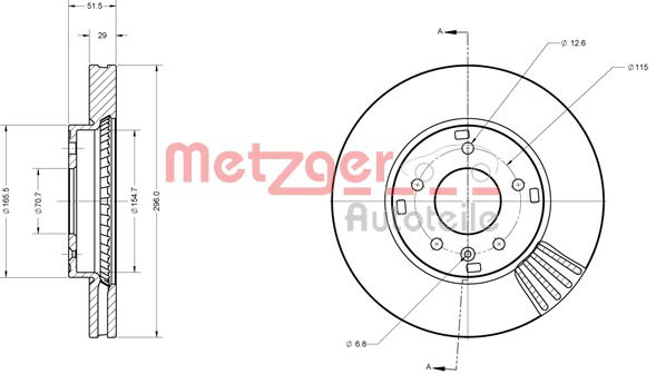 Bremsscheibe Vorderachse Metzger 6110256 von Metzger