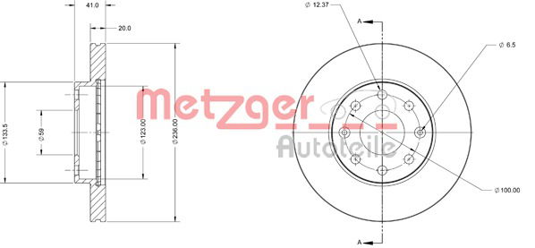 Bremsscheibe Vorderachse Metzger 6110257 von Metzger