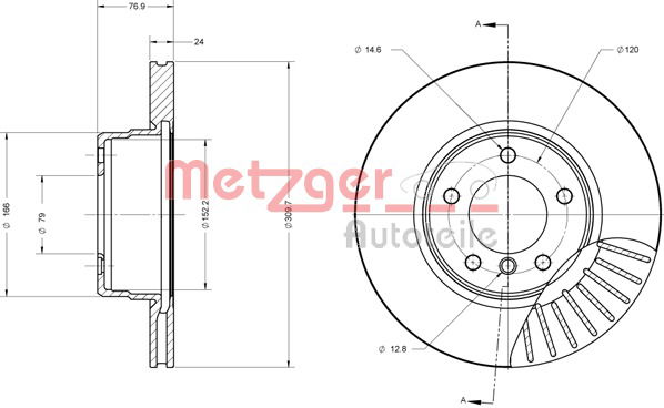 Bremsscheibe Vorderachse Metzger 6110260 von Metzger