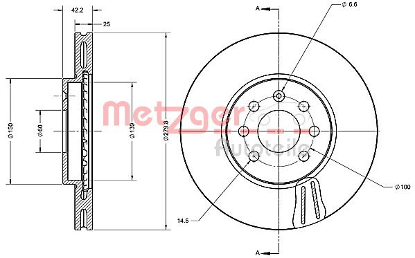 Bremsscheibe Vorderachse Metzger 6110261 von Metzger