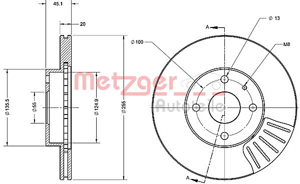 Bremsscheibe Vorderachse Metzger 6110270 von Metzger