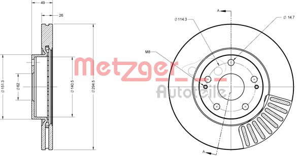 Bremsscheibe Vorderachse Metzger 6110276 von Metzger