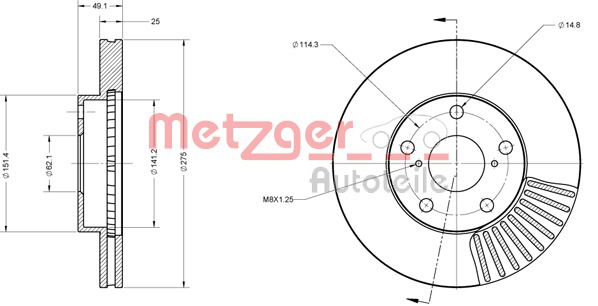 Bremsscheibe Vorderachse Metzger 6110282 von Metzger