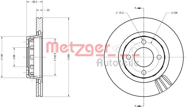 Bremsscheibe Vorderachse Metzger 6110305 von Metzger