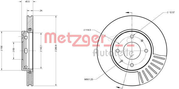 Bremsscheibe Vorderachse Metzger 6110306 von Metzger