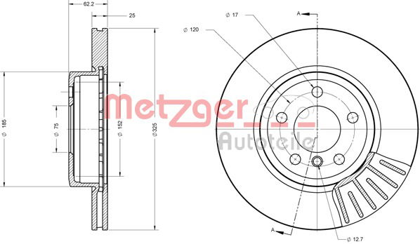 Bremsscheibe Vorderachse Metzger 6110319 von Metzger