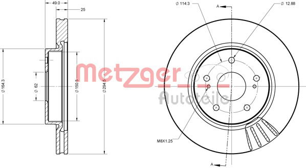 Bremsscheibe Vorderachse Metzger 6110329 von Metzger