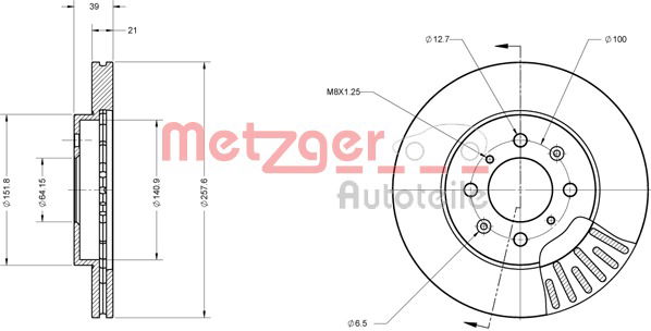 Bremsscheibe Vorderachse Metzger 6110334 von Metzger