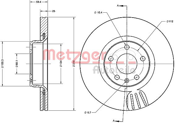 Bremsscheibe Vorderachse Metzger 6110335 von Metzger