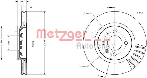 Bremsscheibe Vorderachse Metzger 6110337 von Metzger