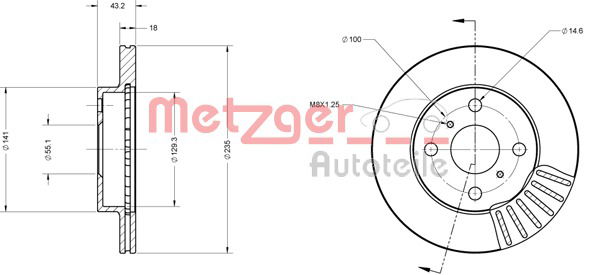 Bremsscheibe Vorderachse Metzger 6110372 von Metzger